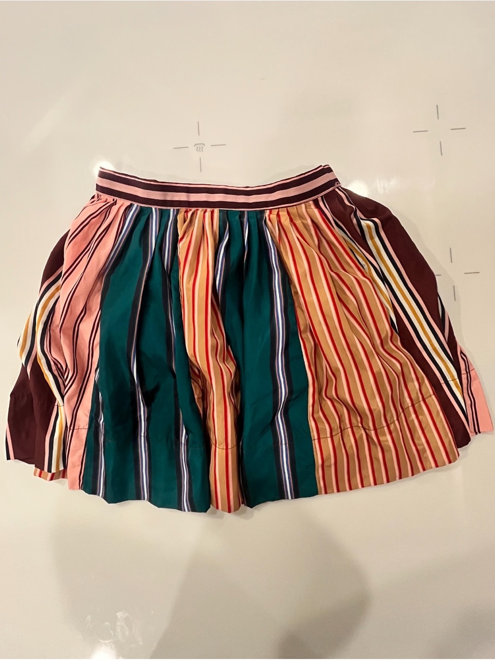 Anthropologie Maeve Taffeta Striped A-Line Mini Skirt